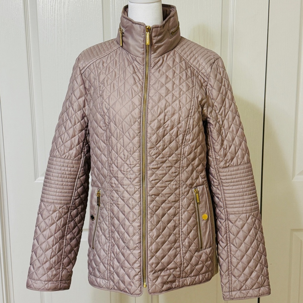 MICHAEL KORS Beige Taupe Quilted Jacket Sz Medium